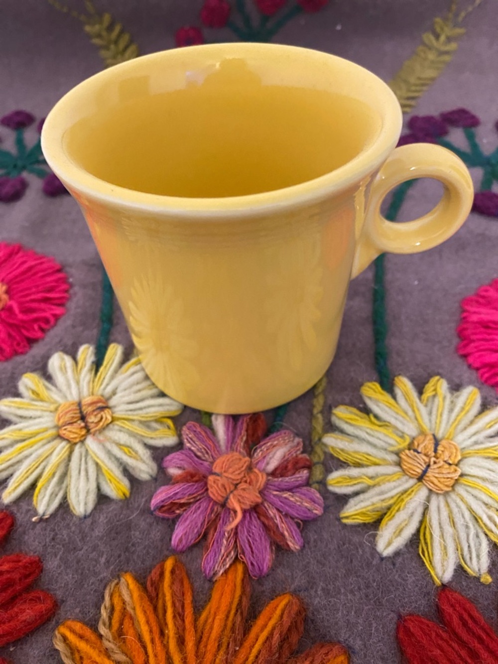 Fiesta Yellow Ceramic Cup - Bright Solid Color, no chips or cracks